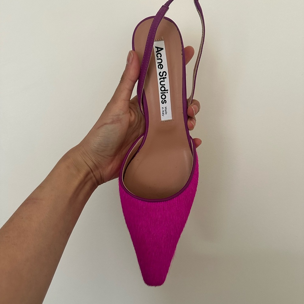Acne Studios Fuchsia Slingback Heels. - Picture 7 of 9